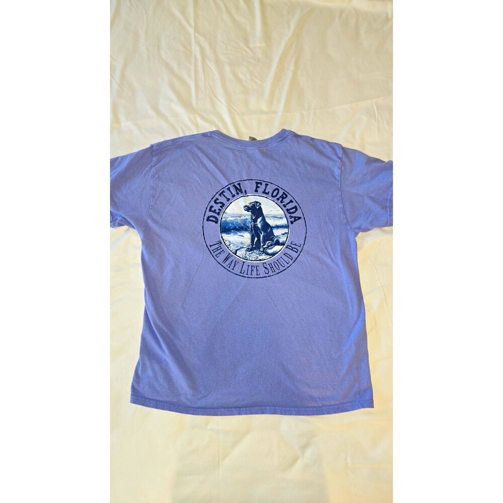 Gilden Destin Florida Lavender Labrador Souvenier T Shirt L Large Adult
